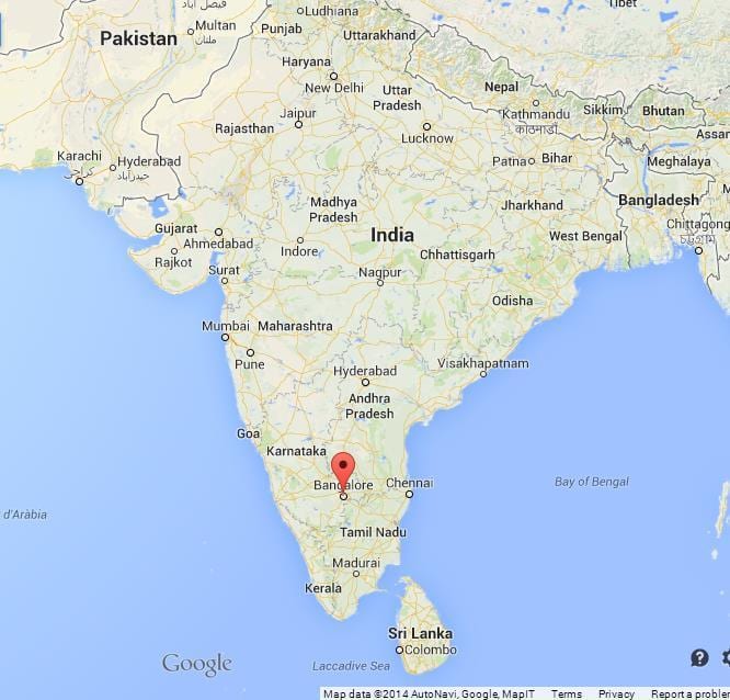 Banglore în harta din india