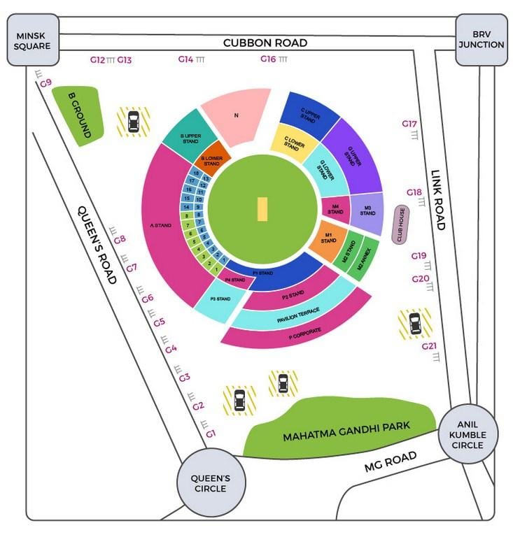 Bangalore cricket stadium hartă