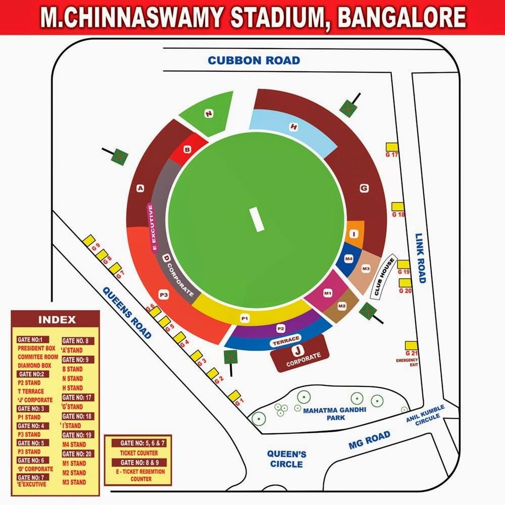 Chinnaswamy stadium relaxare hartă